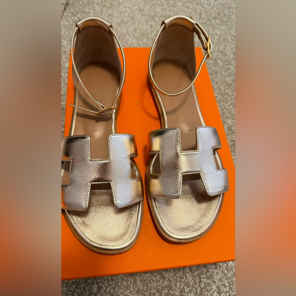 Hermes Santorini Sandals Rosegold size 36